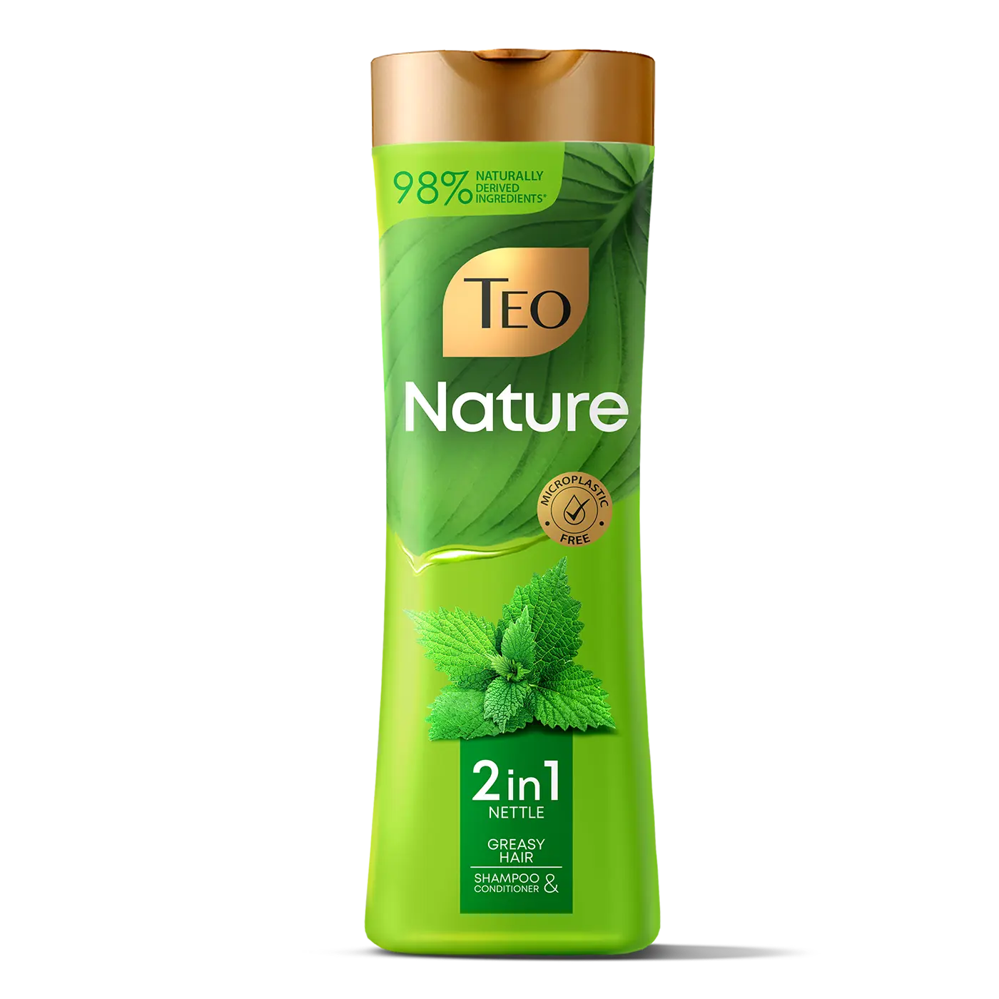 Single bottle of Teo Nature 2in1 Nettle Shampoo & Conditioner for greasy hair.